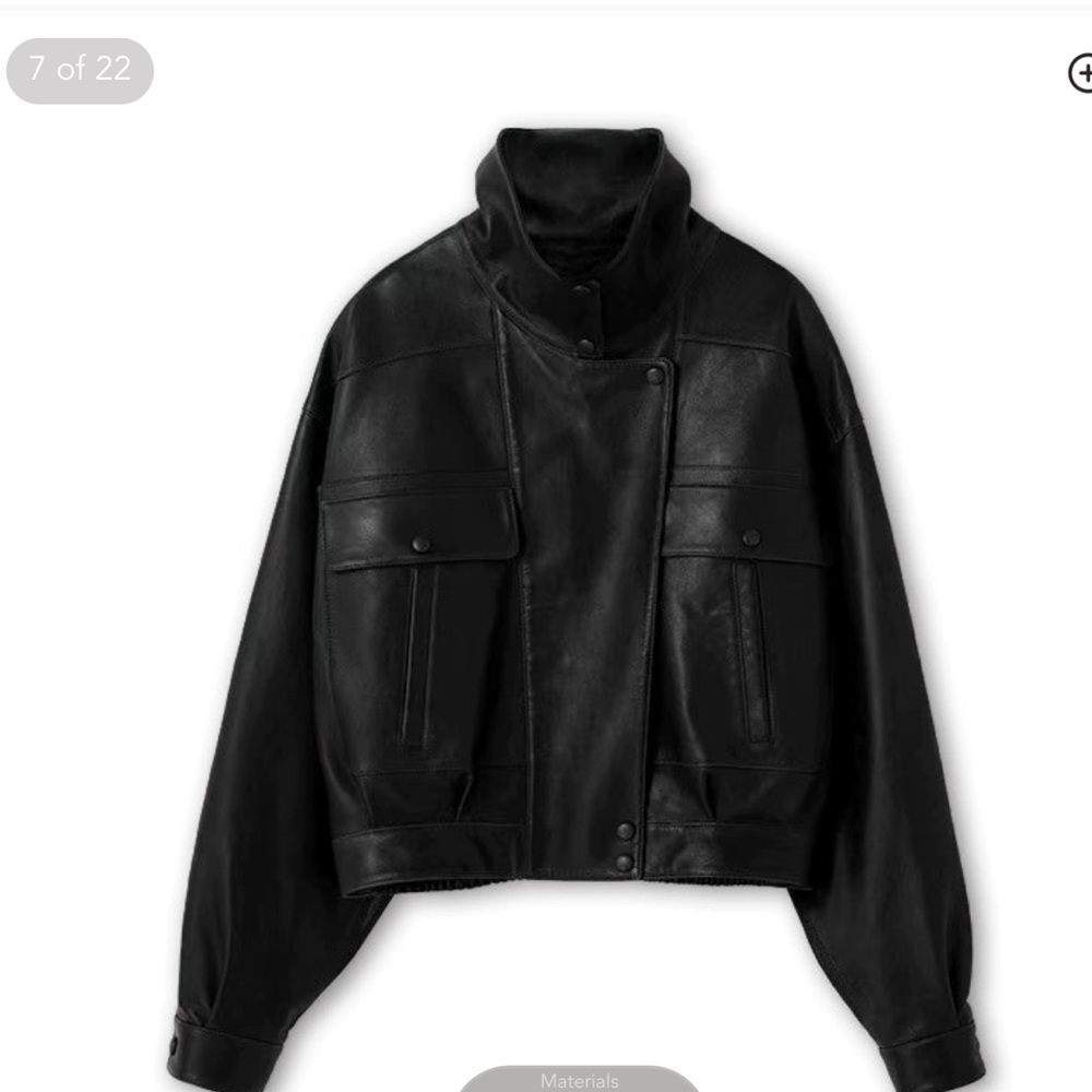 ATORIE Black Leather Funnel Neck Jacket